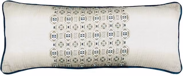 Bedeck of Belfast Elara Geometric Rectangular Cotton Cushion in Blue and White