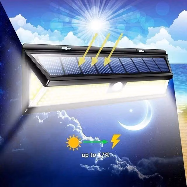SPETLEK Solar Powered 190 COB LED Outdoor Wall Lights with Motion Sensor in Black – 1