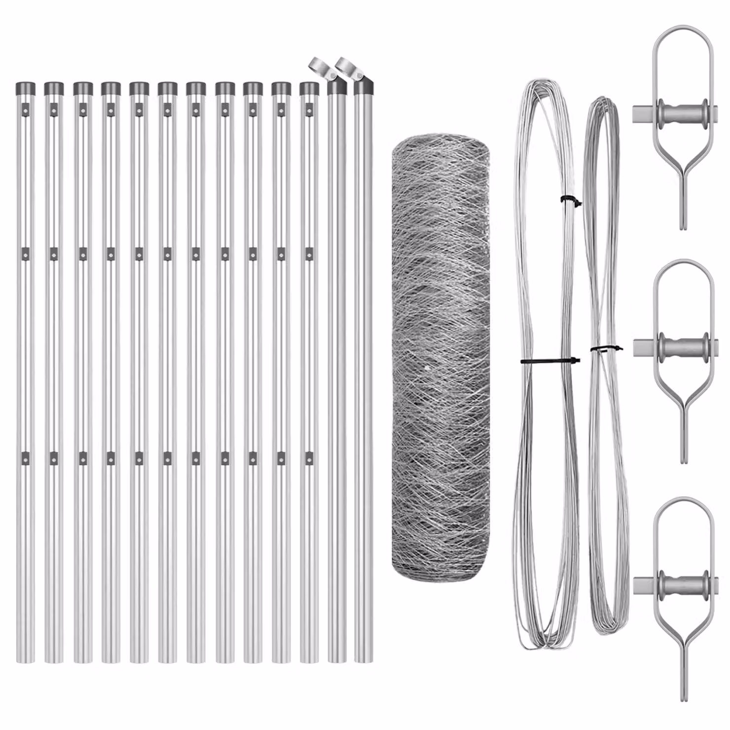 Berkfield Home Set of 2 Silver Galvanised Steel Round Mesh Fencing Set – 2