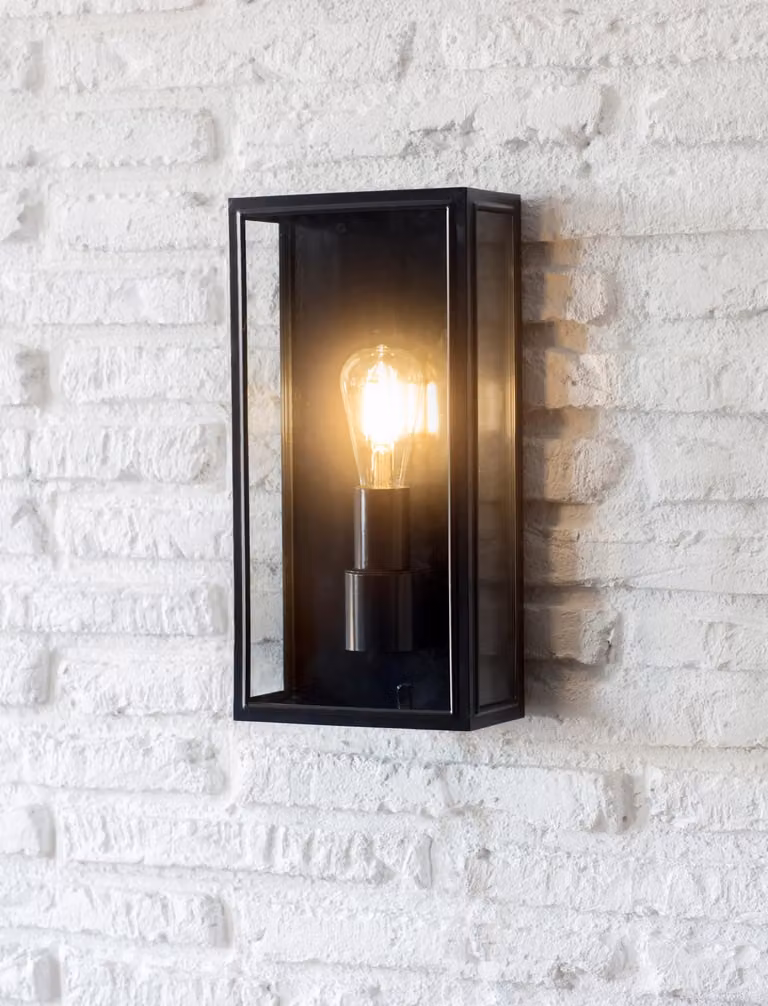 Lights4fun Belgrave Tall Outdoor Lantern in Black Metal