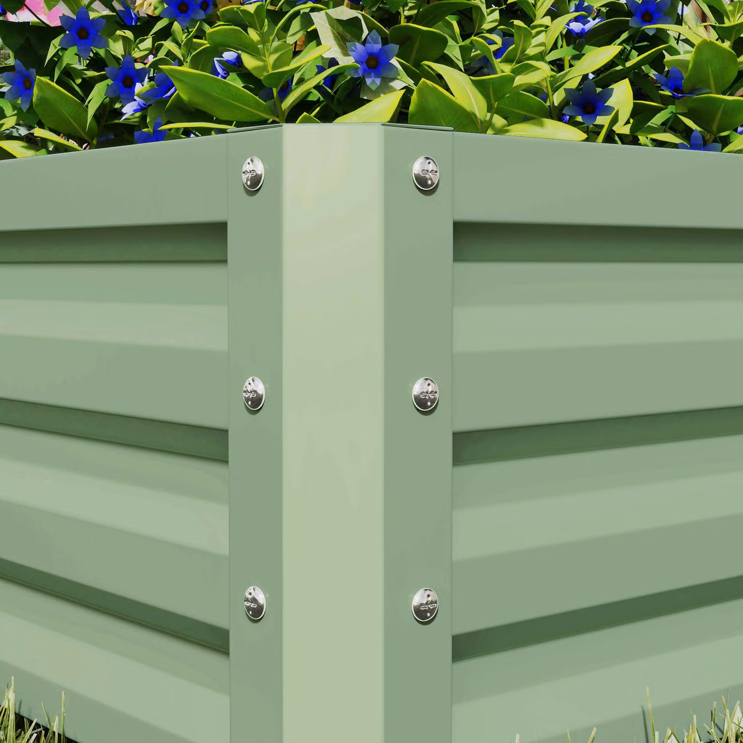 Outsunny Set of Two Green Galvanised Steel Raised Planter Boxes, W/D/H: 60 x 60 x 60 cm – 5