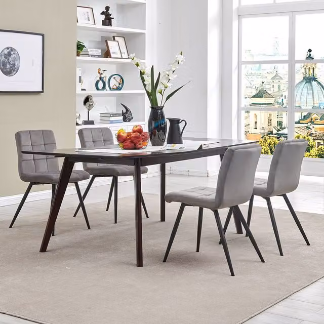 Livingandhome Set of 4 Modern Grey Velvet Dining Chairs