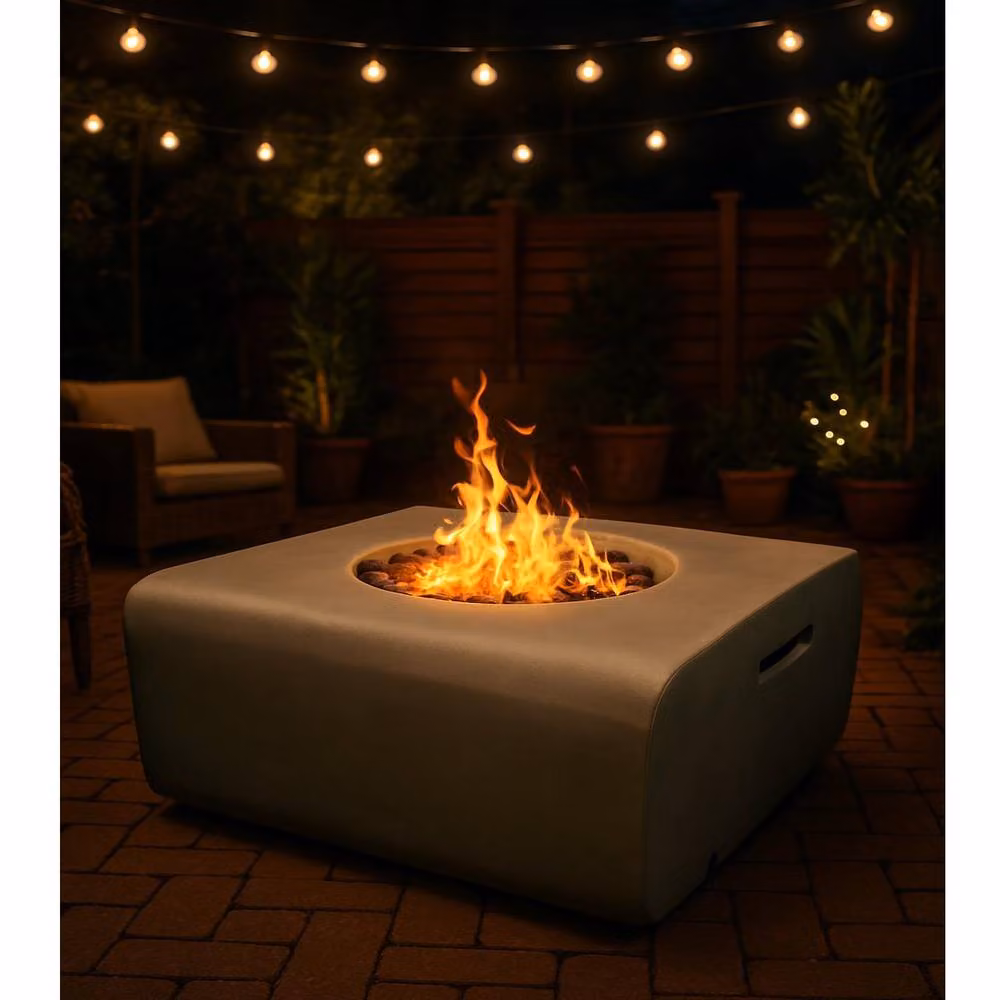 Centurion Supports Adelphi Gas Fire Pit Table in Dark Grey with Stone Finish W/D/H: 58.5 x 58.5 x 30.5 cm – 3