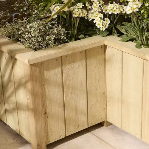 Rowlinsons Signature Heritage Corner Planter in Light Brown, W78.5 x D78.5 x H42 cm – 3