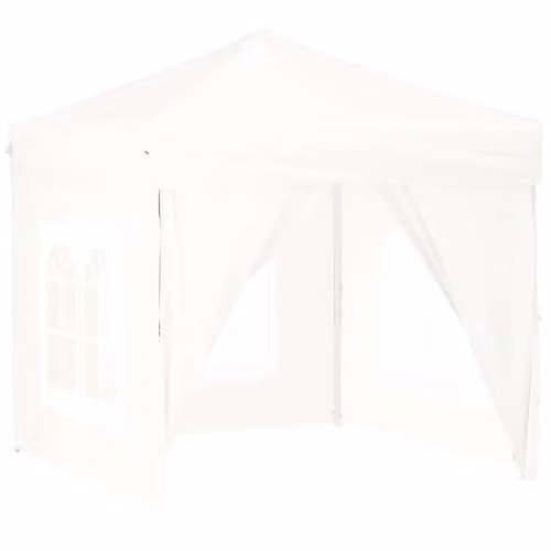 vidaXL Folding Party Tent with Sidewalls in White and Silver, W: 200 cm, D: 200 cm, H: 234 cm – 1