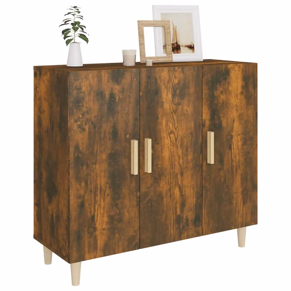 Berkfield Home Smoked Oak Sideboard in Brown, W/D/H: 90 x 34 x 80 cm – 5