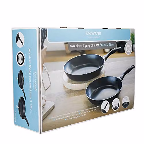 KitchenCraft Non-Stick Aluminium Frying Pan Set of 2 in Grey and Black – 3