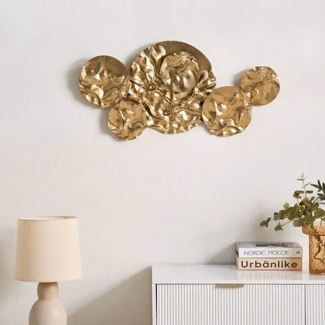 Wyld and Coco Gold Abstract Metal Hanging Wall Decor