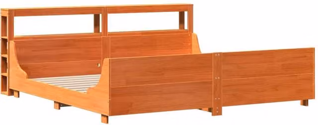 Berkfield Home Sleek Solid Wood Pine Bed Frame in Waxed Brown, W/D/H: 200 x 160 x 82 cm – 1