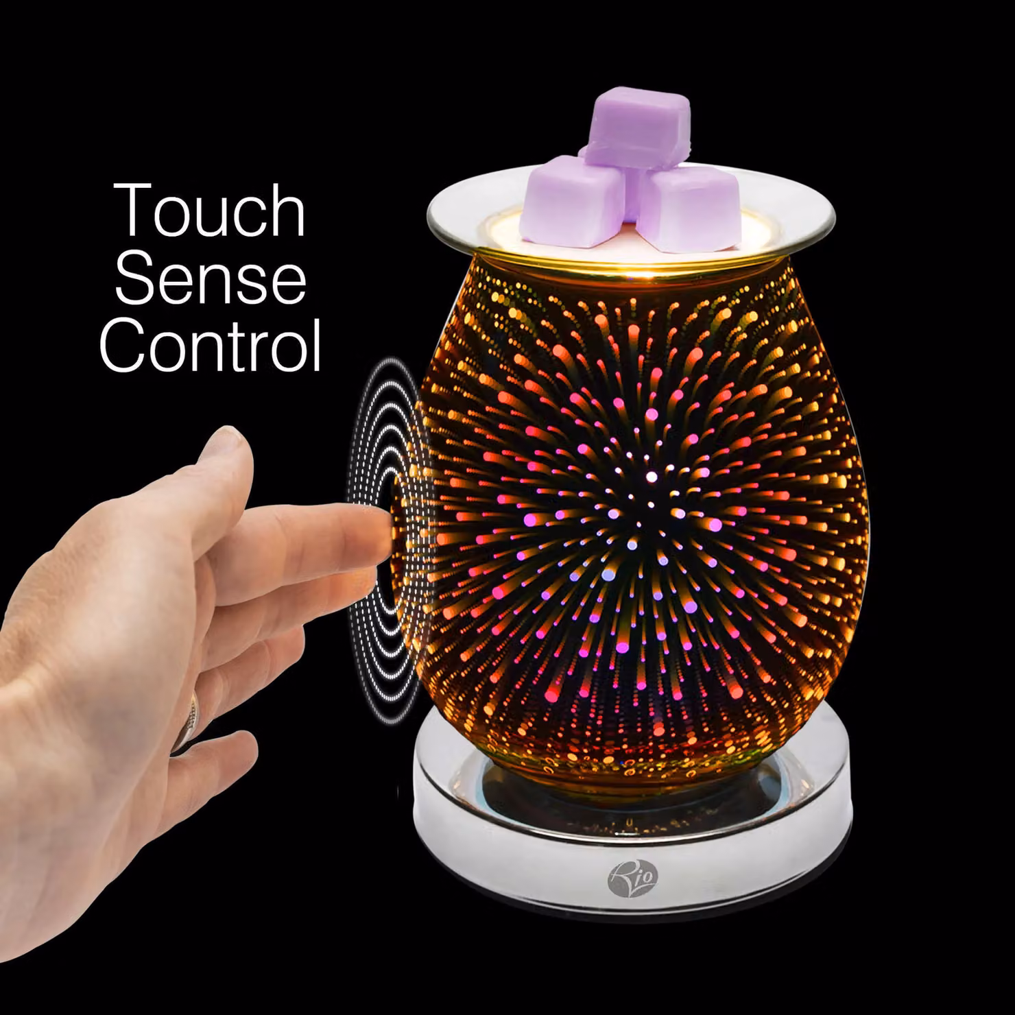 Rio Alura Electric Wax Melt Burner and Aroma Diffuser Lamp with 3D Firework Design in Silver, Purple, Yellow and Orange, W/D/H: 12.5 x 12.5 x 16.5 cm – 5