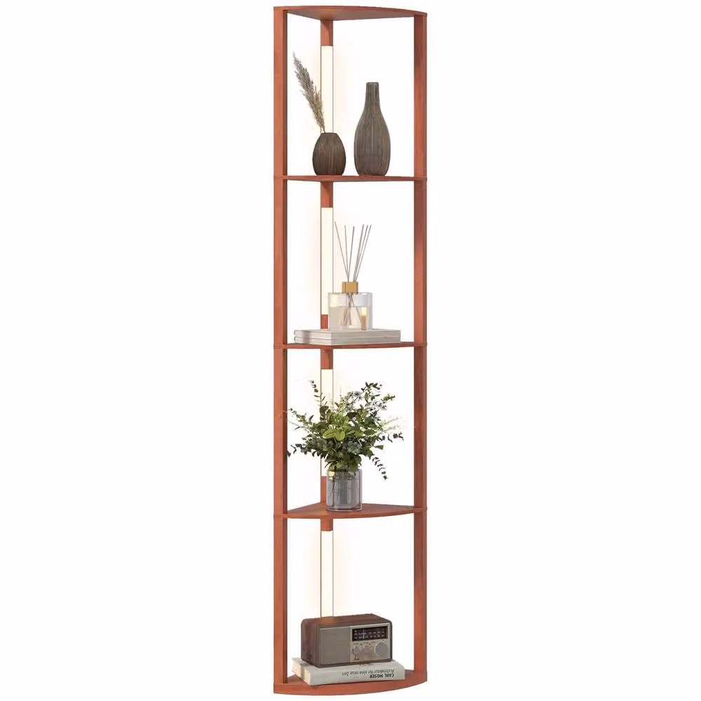 Pirlo Plush Modern Dimmable LED Floor Lamp with 5 Shelves, Brown – 3