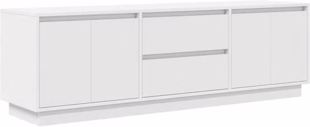 Berkfield Home Modern White TV Cabinet with LED Lights W: 160.5 cm, D: 41 cm, H: 50 cm – 1