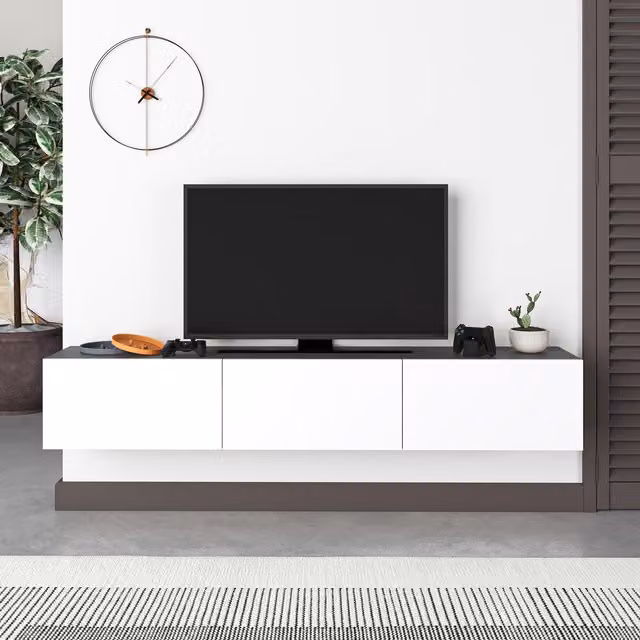 Decortie Francy Modern TV Stand - Anthracite Grey and White