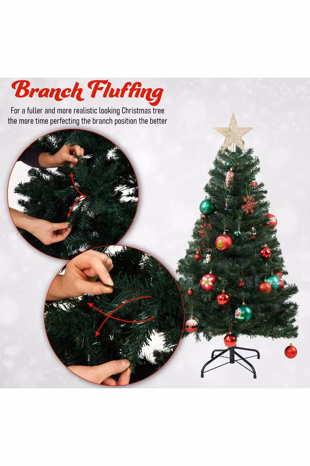 Deco Express Realistic Artificial Green Christmas Tree, H: 120 cm, W: 25.4 cm, D: 25.4 cm – 8