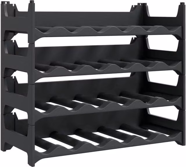 Berkfield Home Stackable Wine Rack for 24 Bottles in Matt Black