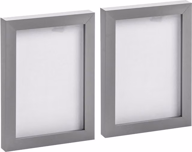 Nicola Spring Pack of 2 Rectangular Grey Photo Frames with Glass, W/H: 12.7 x 17.78 cm
