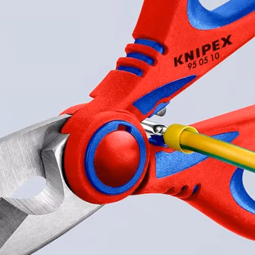 Knipex Electricians' Shears with Multi-Component Grips, 95 05 10 SB, Red and Blue – 3