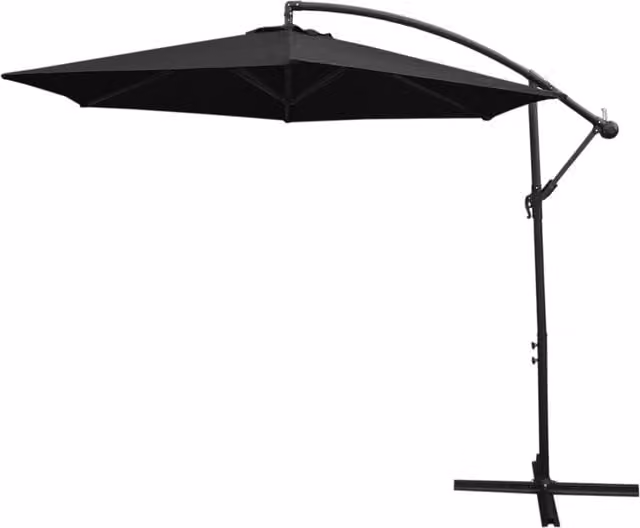 Monstershop Black Cantilever Parasol with Fan Base and Grey Polyester Canopy