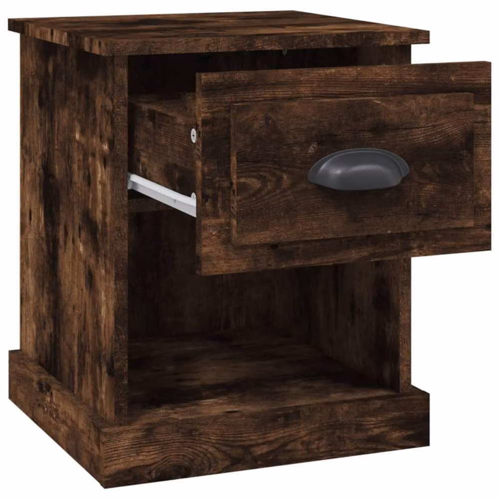 Berkfield Home Set of 2 Durable Bedside Cabinets in Smoked Oak Brown, W/D/H: 39 x 39 x 47.5 cm – 5