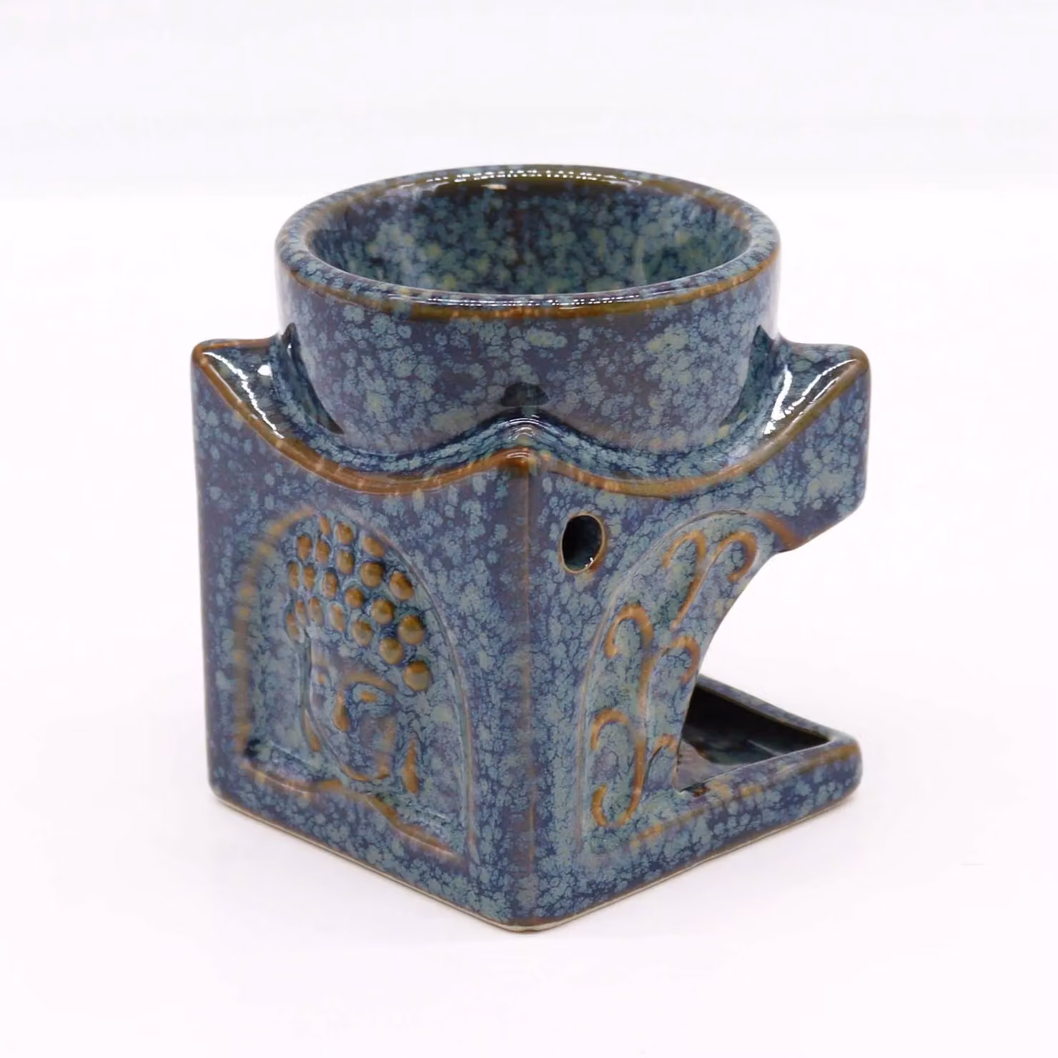 KDMD Square Ceramic Buddha Tealight Burner in Blue – 2