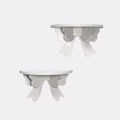 OHS Bow Design Wall Mounted Floating Shelves, 2 Pack, White – 1