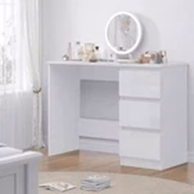 EONLION White Gloss Scandinavian 3 Drawer Dressing Table – 1