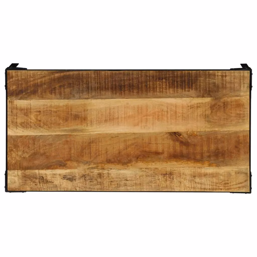 Berkfield Home Industrial Coffee Table in Brown Solid Rough Mango Wood and Steel, W: 110 cm – 5