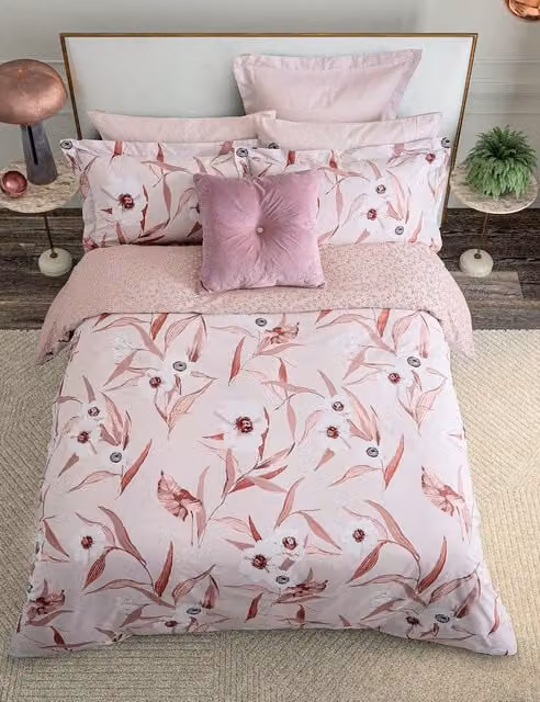 Ted Baker Cabana Floral Pink Pure Cotton Bedding Set, W: 140 cm, L: 200 cm