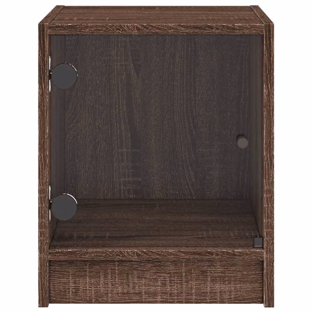 Berkfield Home Bedside Cabinets with Glass Doors, 2 Pack, Brown Oak, W/D/H: 35 x 37 x 42 cm – 3