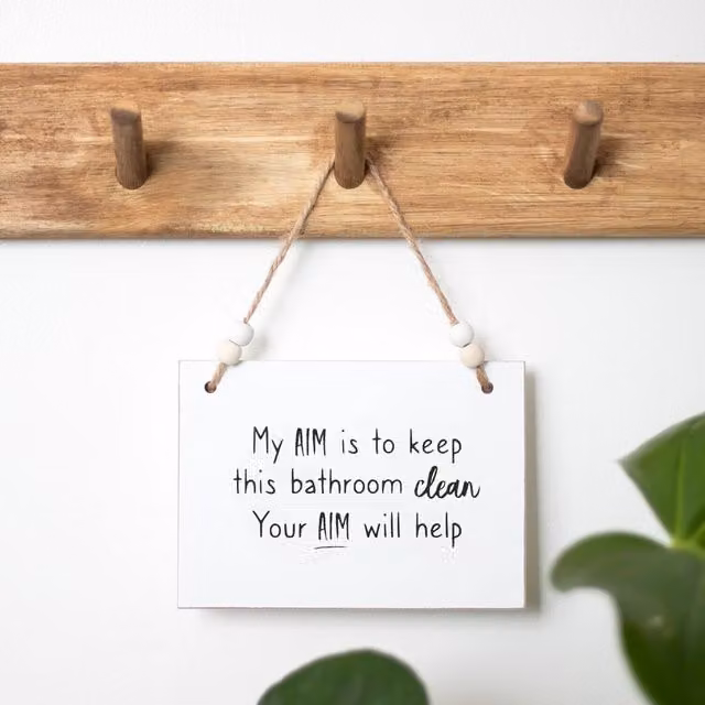 Kingsbury Gifts Small White Hanging Novelty Sign with Your Aim Typography