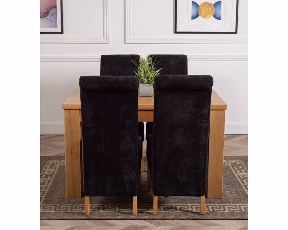 Thats Furniture Dakota Oak Dining Table and 4 Montana Black Fabric Chairs Set, W: 127 cm, D: 82 cm, H: 77 cm – 5