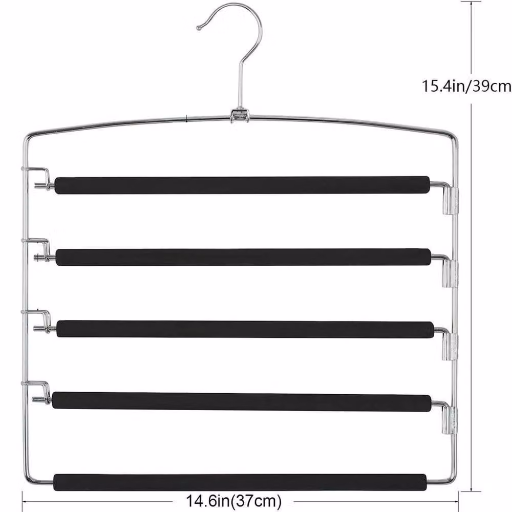 EONLION 5-in-1 Non-Slip Stainless Steel Hanger with EVA Sponge Padding in Silver, Width: 100 cm – 2