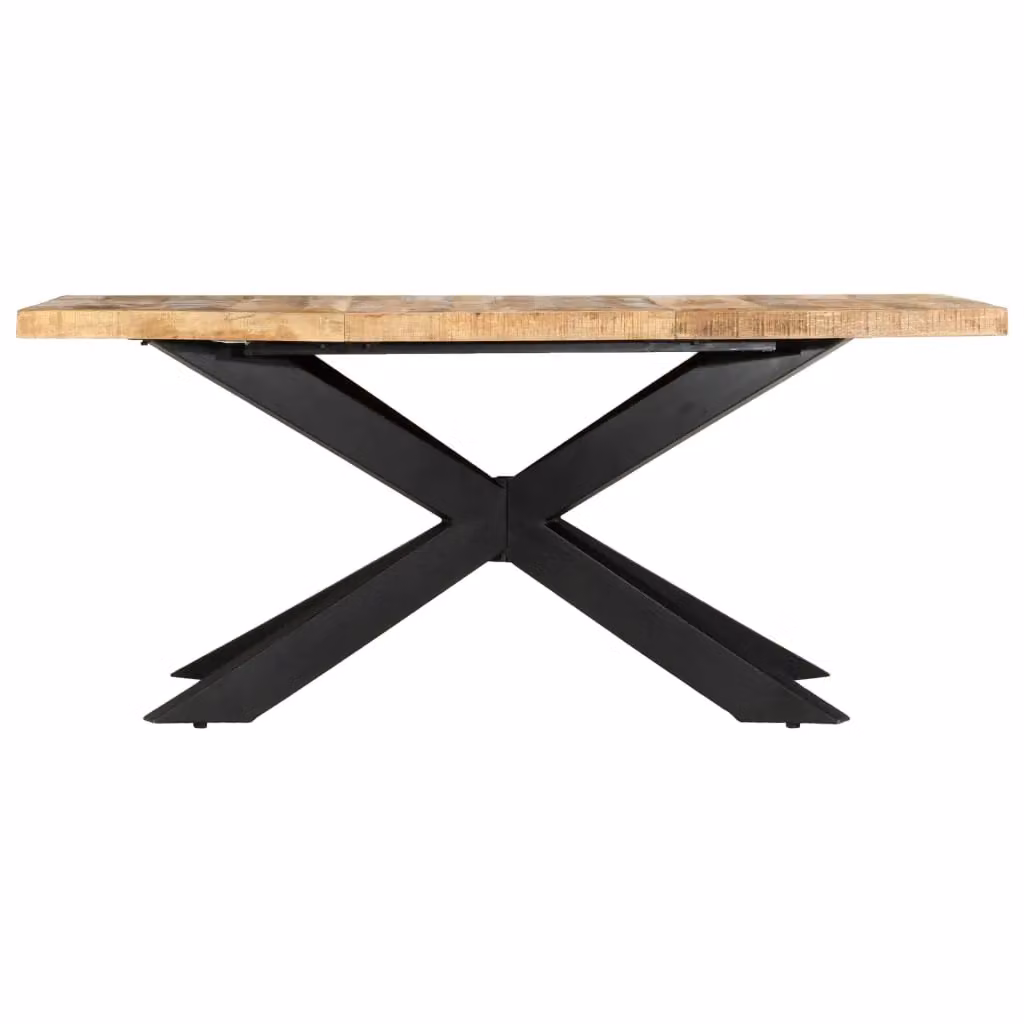 Berkfield Home Rectangular Dining Table in Brown Solid Rough Mango Wood, W/D/H: 180 x 90 x 76 cm – 2