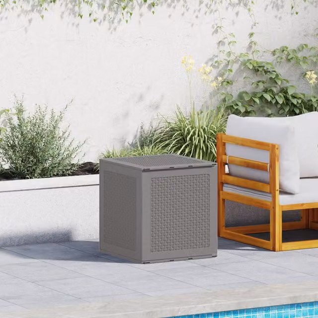 Berkfield Home Garden Storage Box in Light Grey, W/D/H: 55 x 53 x 57 cm