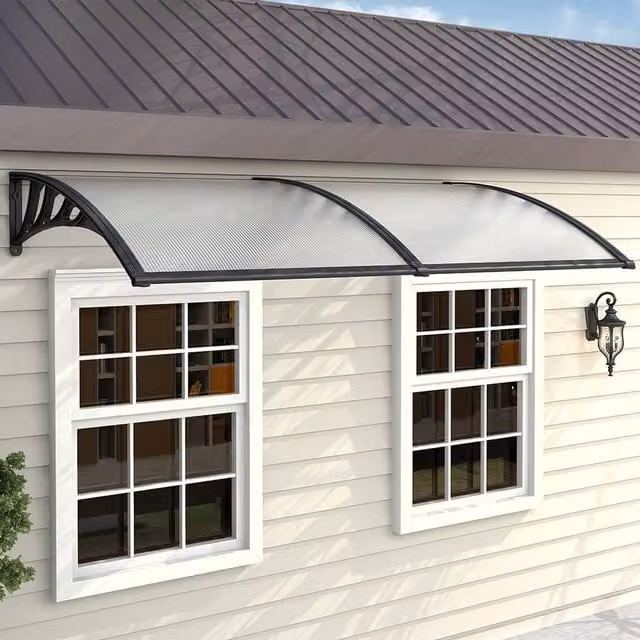 Livingandhome Outdoor Curved Shielded Rain Shelter in Black and Transparent, Height: 190 cm