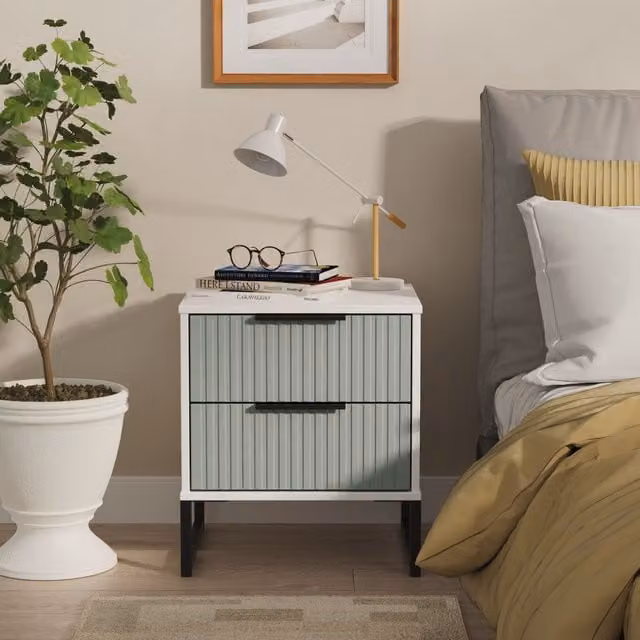 Ready Assembled 2 U Menai 2 Drawer Bedside Cabinet in Duck Egg Blue – 1