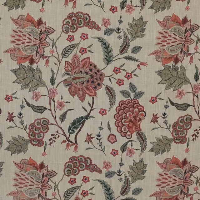 Linda Barker Home Chennai Printed Blackout Fabric in Paprika, Red, Beige and Multicolour