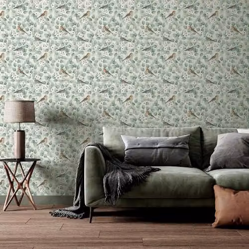 Arthouse Birds and Blossoms Green Washable Floral and Botanical Pattern Wallpaper – 2