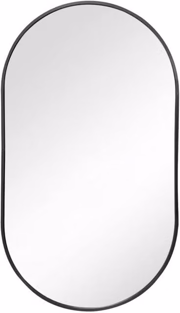 Garden Sanctuary Modern Oval Metal Wall Mirror in Black