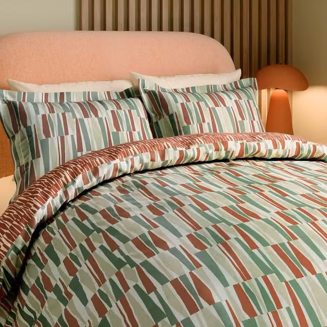 Scion Saku Reversible Cotton King Size Duvet Cover and Pillowcase Set, Multicolour, W: 180 cm, D: 200 cm