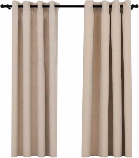 Berkfield Linen-Look Blackout Curtains with Eyelets, 2 Pack, Beige, W: 140 cm, H: 175 cm