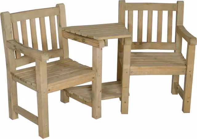 Harvington Love Seat in Forest Green Treated Hardwood