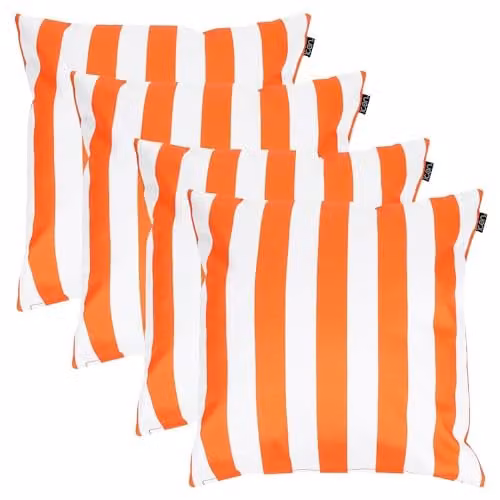 icon 4 Pack Deck Stripe Outdoor Cushions, Orange, W/D/H: 43 x 43 x 43 cm