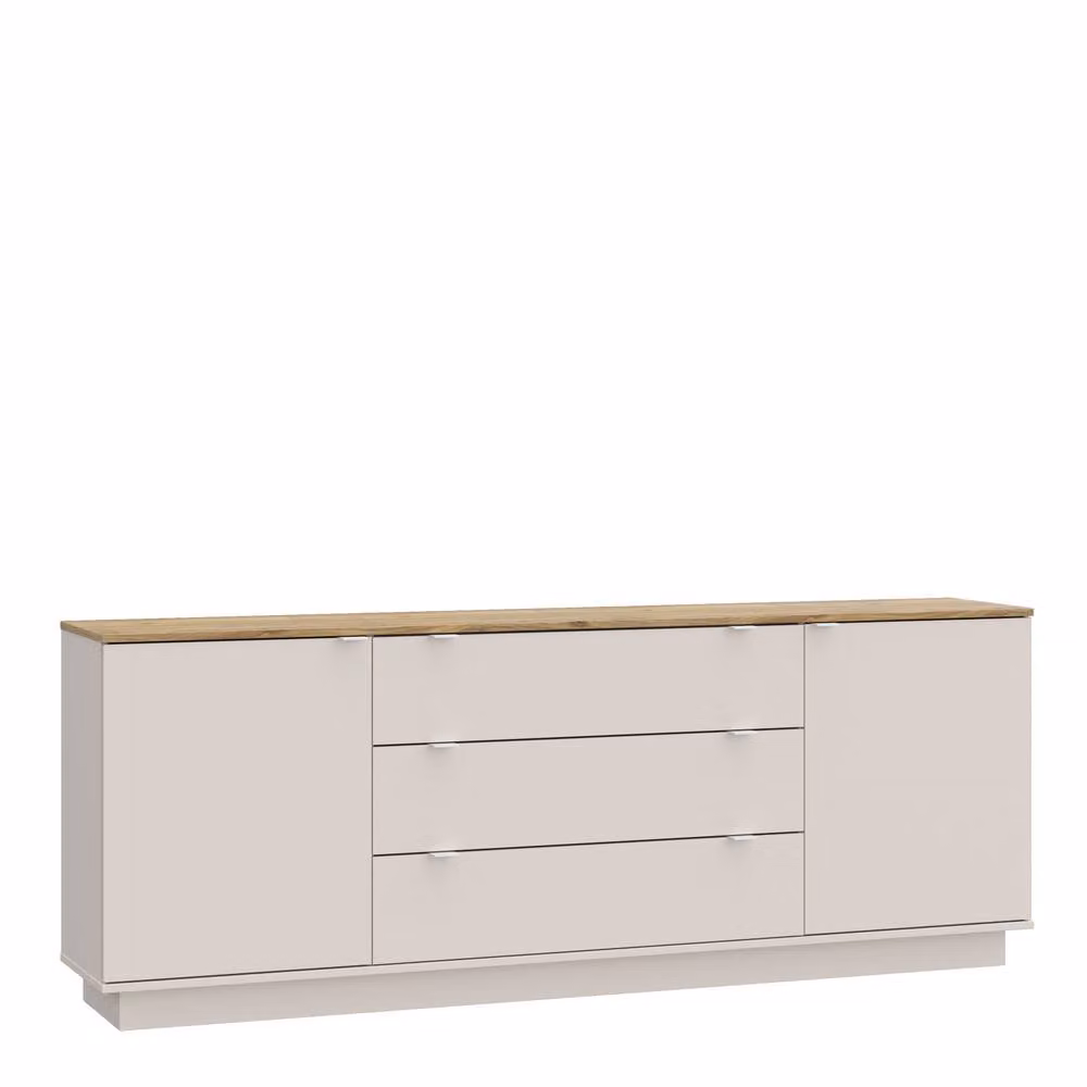 Furniture To Go Ganymede Large Modern Sideboard with 3 Drawers and 2 Doors in Matt Beige – 2