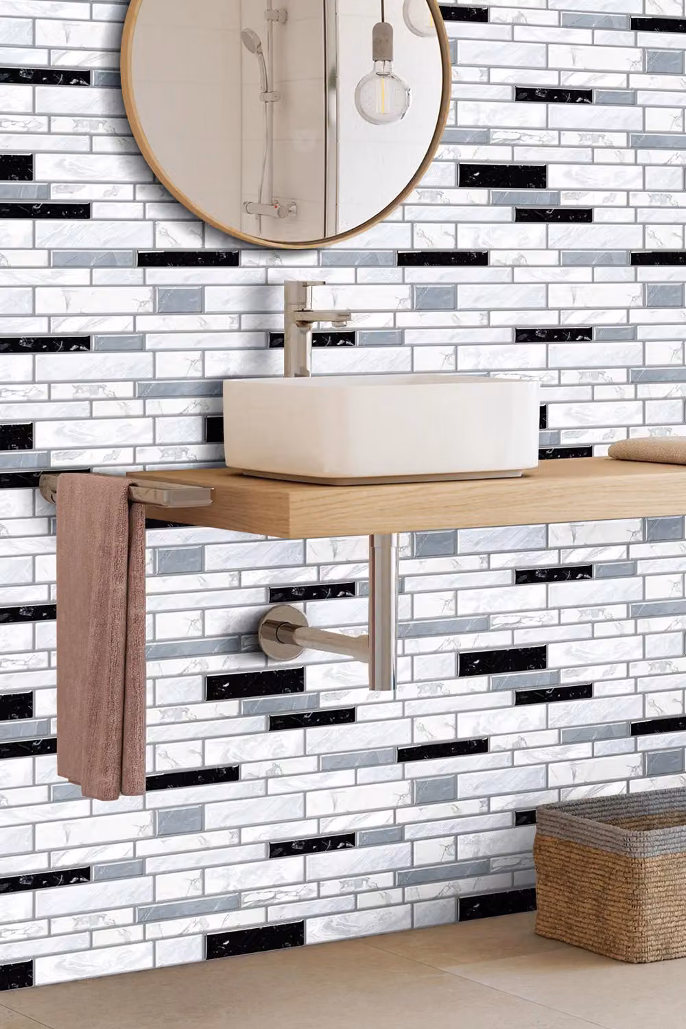 Living and Home 10-Piece Set of Multicolour Geometric Self-Adhesive Wall Tile Stickers – 2