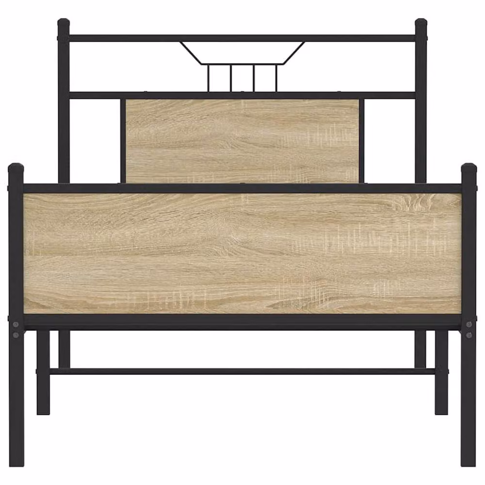 Berkfield Home Durable Sonoma Oak Bed Frame in Brown, W/D/H: 90 x 15.5 x 207 cm – 3