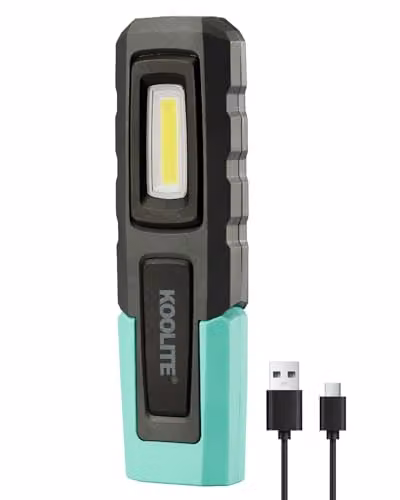 KOOLITE Rechargeable LED Work Light, 600LM Waterproof Inspection Lamp with Magnetic Stand and Clip, Blue