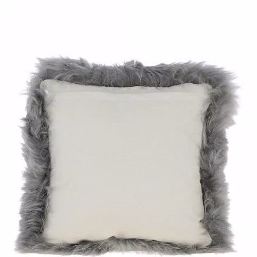 Fenland England Real Sheepskin Fluffy Square Cushion in Beige and Brown, W/D/H: 40 x 40 x 40 cm – 3