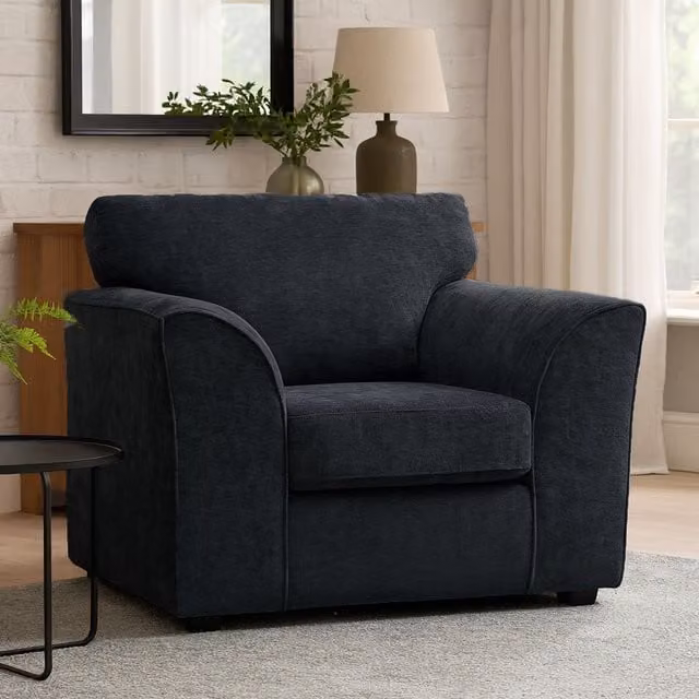 Furnishings For Less UK Zina Black Chenille Fabric Single Seater Armchair