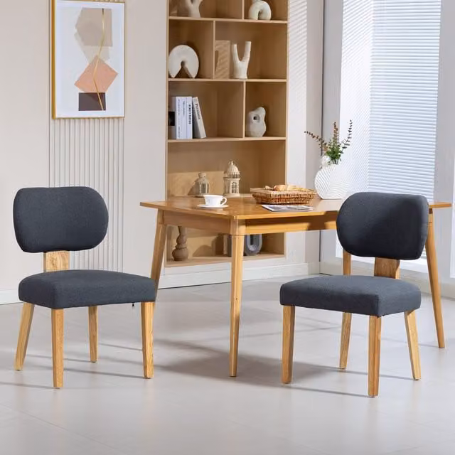 WestWood Set of 2 Grey Fabric Scandinavian Dining Chairs
